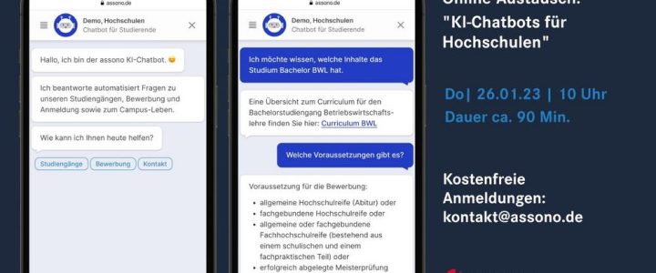 Demo-Termin:  Nutzen von KI-Chatbots für Hochschulen (Vortrag | Online)