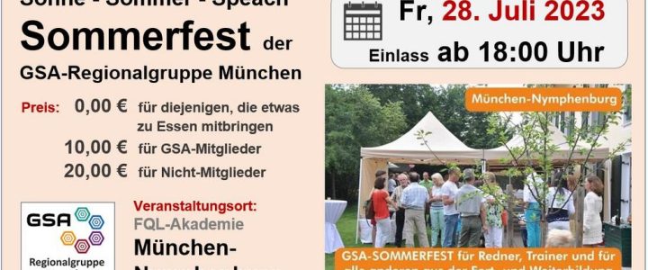 Sonne – Sommer – Speach: Das Sommerfest der GSA-Regionalgruppe München (Workshop | München)