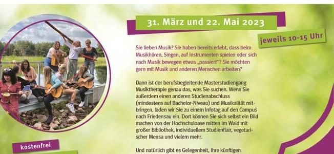 Einladung zu Info-Tagen „Musiktherapie“ nach Friedensau (Seminar | Möckern)