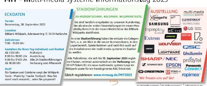 SAVE-THE-DATE: „MIT 2023 – multi-media systeme Informationstag” im BBBank Wildpark (Ausstellung | Karlsruhe)