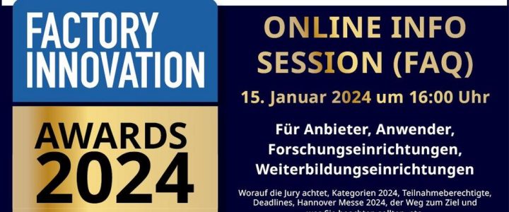 Online Info-Session Factory Innovation Awards 2024 (Webinar | Online)