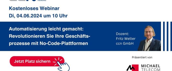 Automatisierung leicht gemacht: Revolutionieren Sie Ihre Geschäftsprozesse mit No-Code-Plattformen (Webinar | Online)