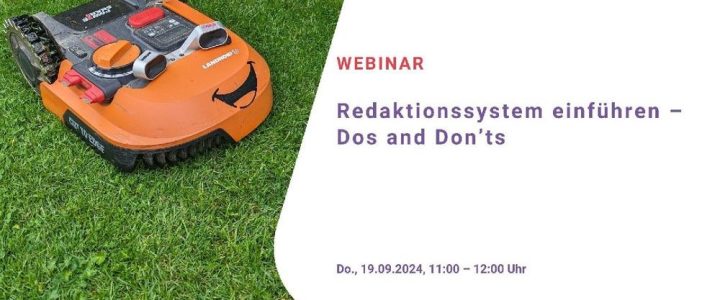 Webinar „Redaktionssystem einführen – Dos and Don’ts“ (Webinar | Online)