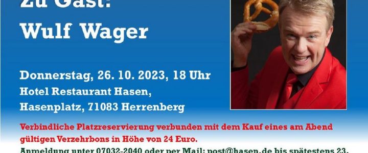 Wulf Wager spielt bei Mund.art im Hasen (Unterhaltung / Freizeit | Herrenberg)