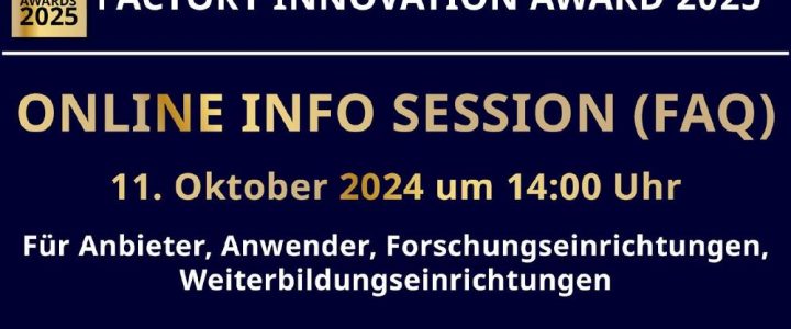 Online Info Session & FAQ zum Factory Innovation Award 2025 (Webinar | Online)