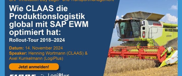 LogiPlus stellt an dem SAP Innovation Day aus und hält Vortrag mit CLAAS (Konferenz | Sankt Leon-Rot)